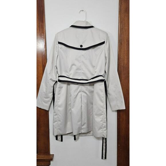 I.N.C. Double Breasted Belted Trench Coat Size Medium Contrast Trim - Picture 11 of 11